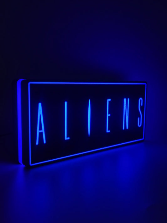 Aliens Blue Light Box Sign