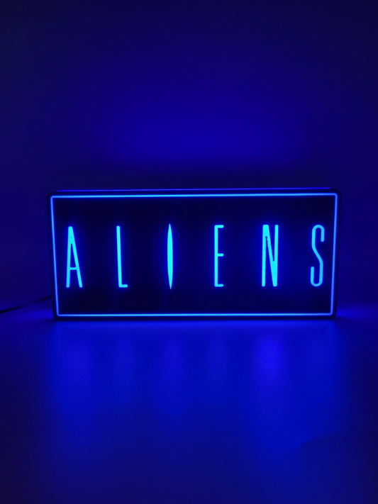 Aliens Blue Light Box Sign
