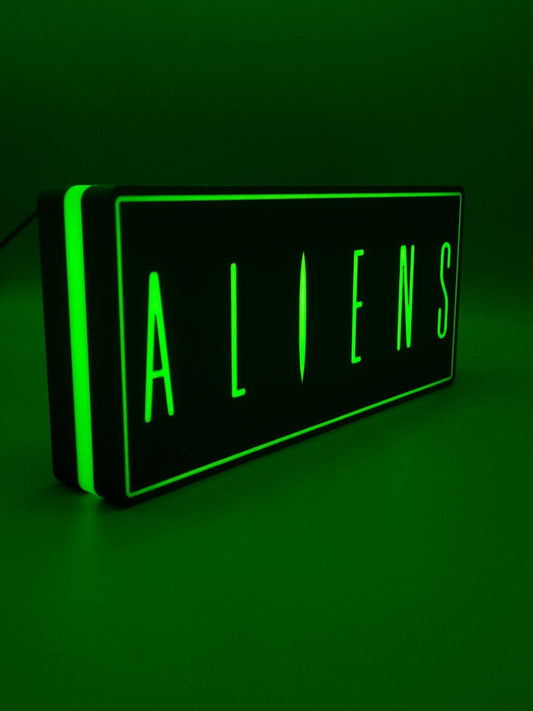Aliens Green Light Box Sign